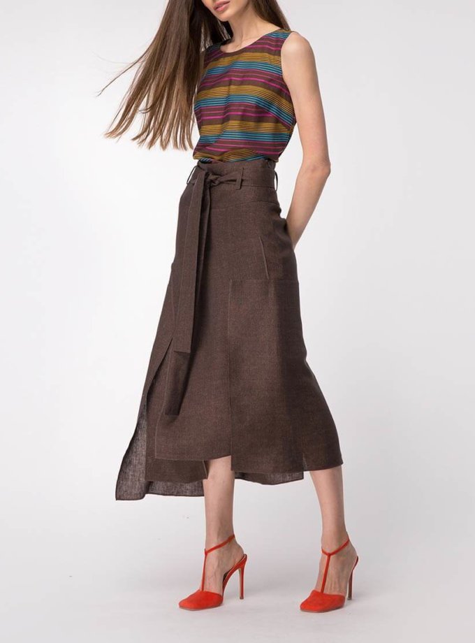 Спідниця асиметричного крою з льону SHAKO (SHKO_18028002) - фото 11