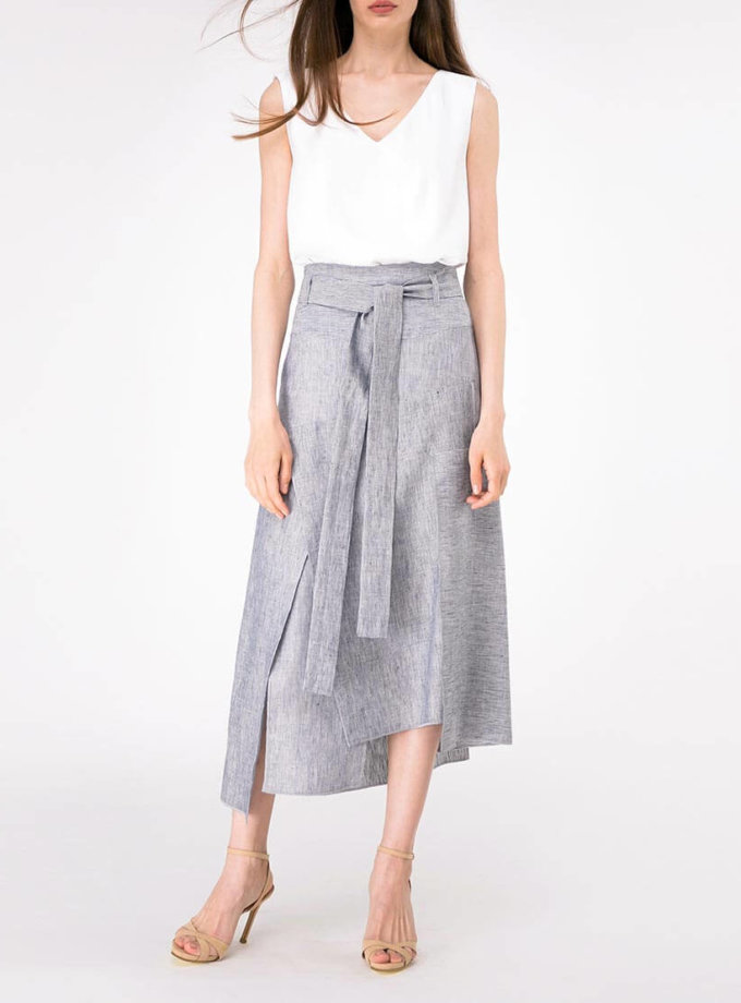 Льняна спідниця з асиметричним низом SHAKO (SHKO-18028001)