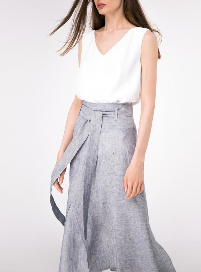 Льняна спідниця з асиметричним низом SHAKO (SHKO-18028001)