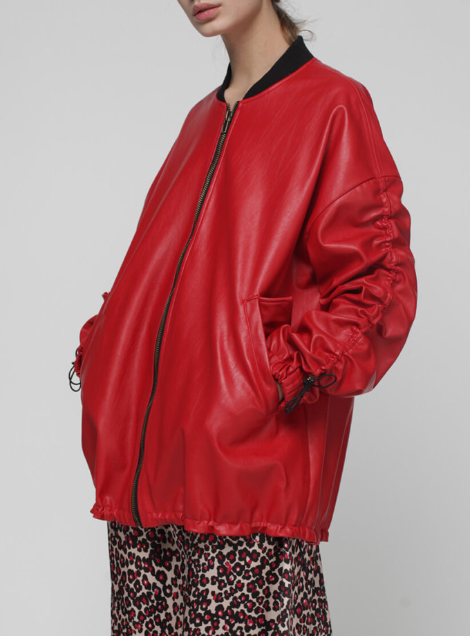 Бомбер з еко-шкіри на кулісках MISS SECRET (MISS_JA-009-red) - фото 11