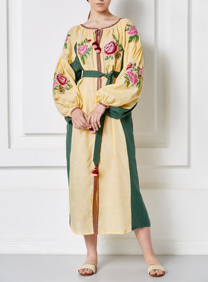 Сукня Флора з льону з об'ємними рукавами FOBERINI (FOBERI_SS20055)