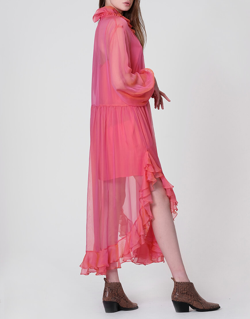 MISS_DR-021-pink (11) Шовкова сукня Orquidea з воланами MISS SECRET (MISS_DR-021-pink) - фото 2