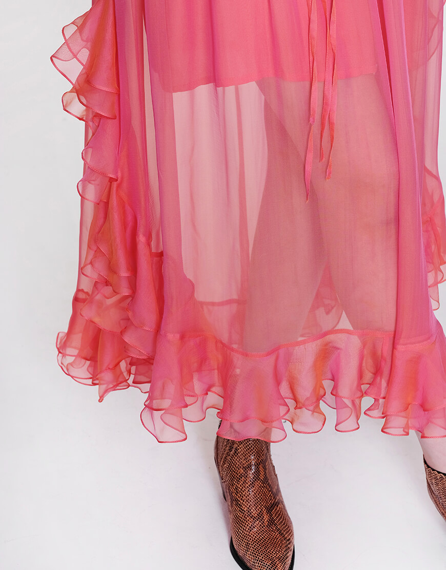 MISS_DR-021-pink (5) Шовкова сукня Orquidea з воланами MISS SECRET (MISS_DR-021-pink) - фото 6