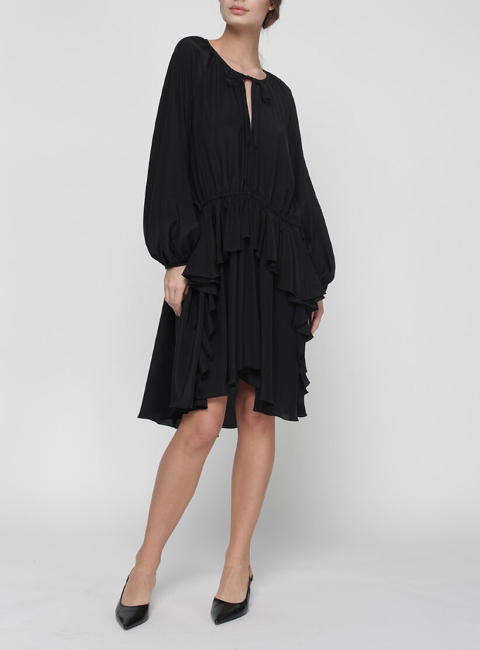 Шовкова сукня Liliya з воланом MISS SECRET (MISS_DR-023-black)