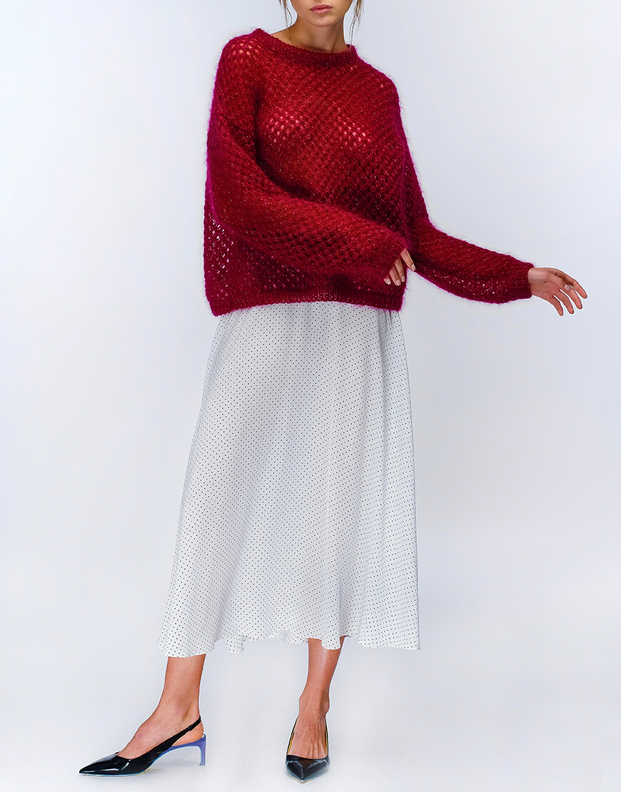 MISS_SK-07-white (1) Шовкова спідниця в горох MISS SECRET (MISS_SK-07-white)