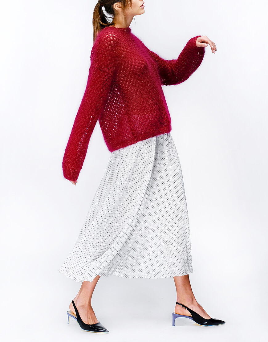 MISS_SK-07-white (2) Шовкова спідниця в горох MISS SECRET (MISS_SK-07-white) - фото 2