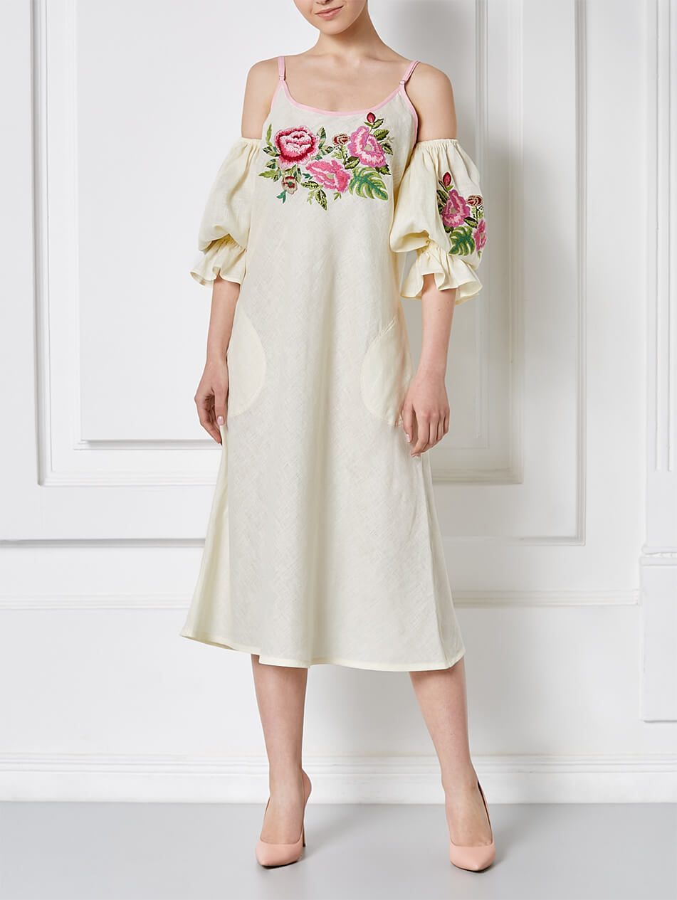 225 Лляна сукня з відкритими плечима ФЛОРА FOBERINI (FOBERI_SS20052) - фото 3