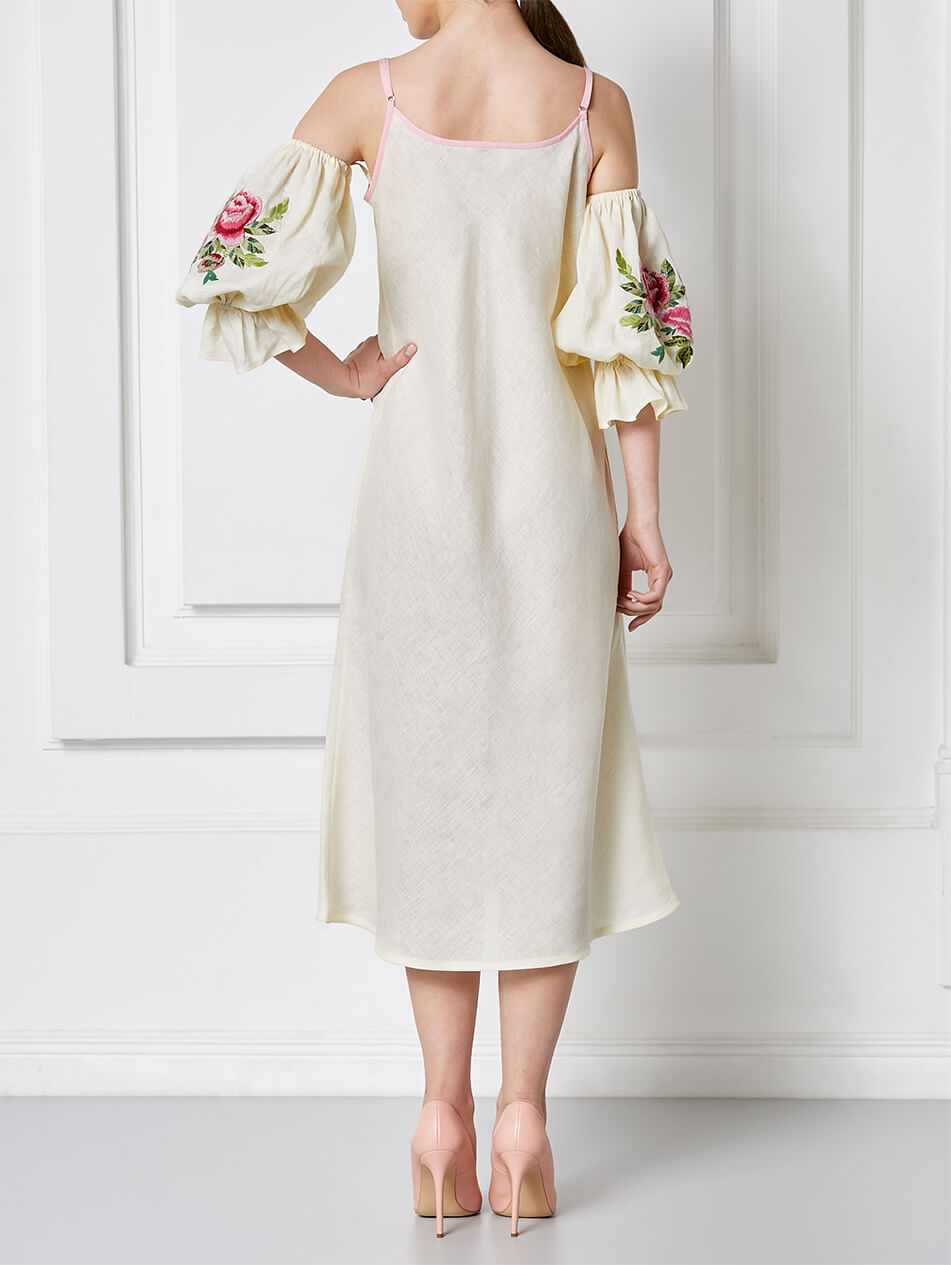 227 Лляна сукня з відкритими плечима ФЛОРА FOBERINI (FOBERI_SS20052) - фото 4