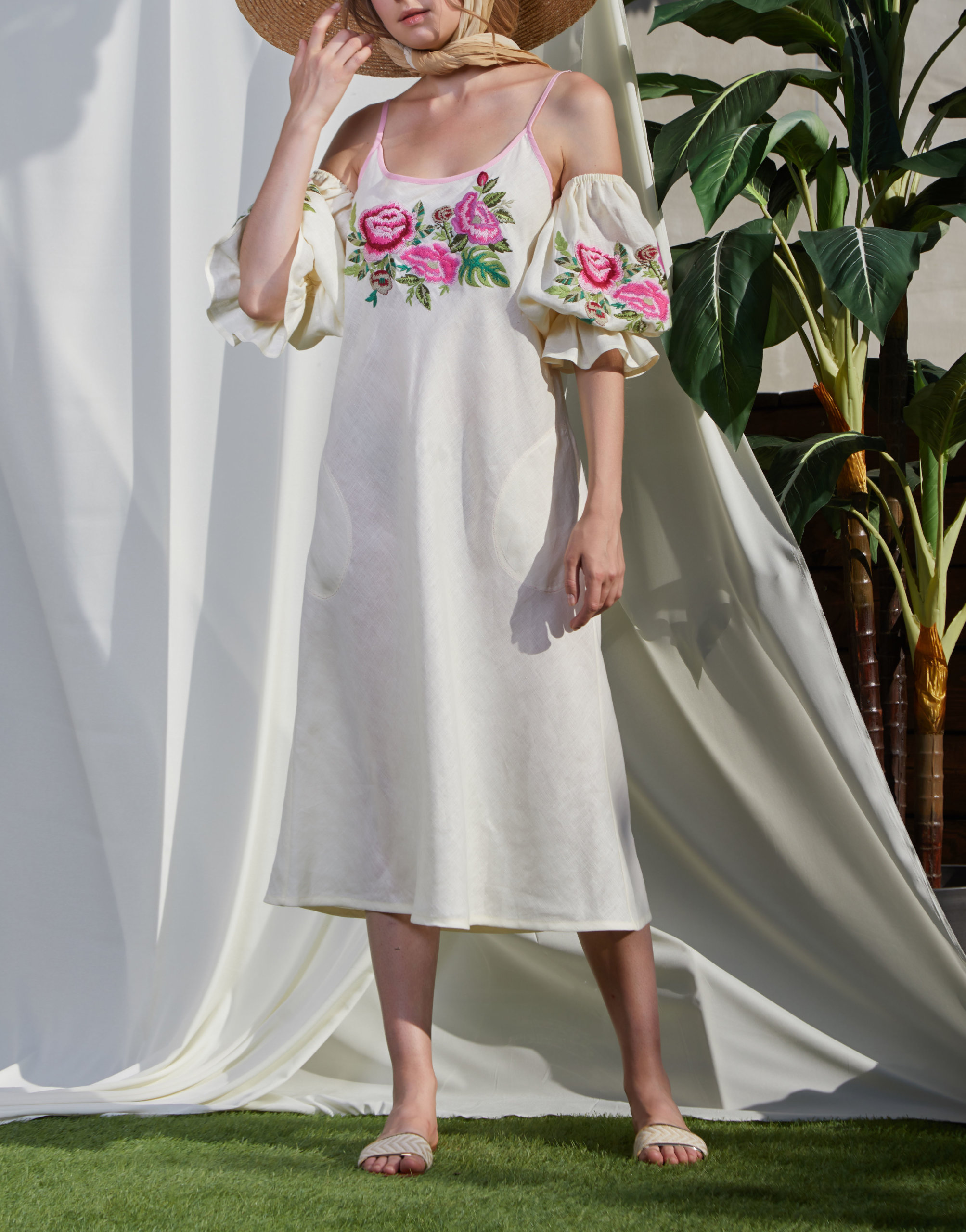 SS20052 (6) Лляна сукня з відкритими плечима ФЛОРА FOBERINI (FOBERI_SS20052) - фото 2