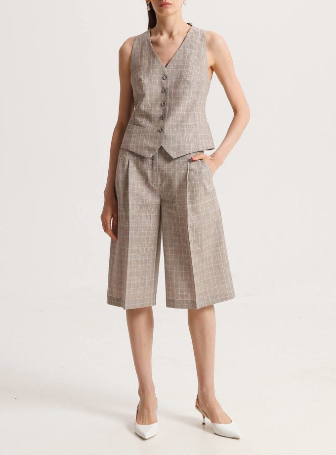 Льняні шорти-бермуди в клітку SHAKO (SHKO_20007002)