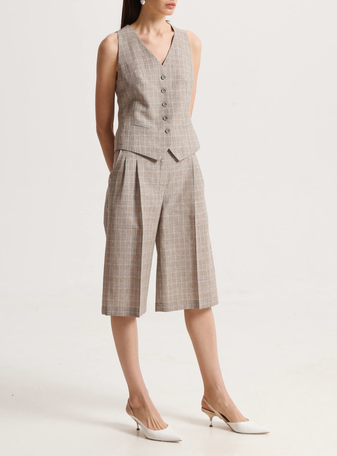 Льняні шорти-бермуди в клітку SHAKO (SHKO_20007002)