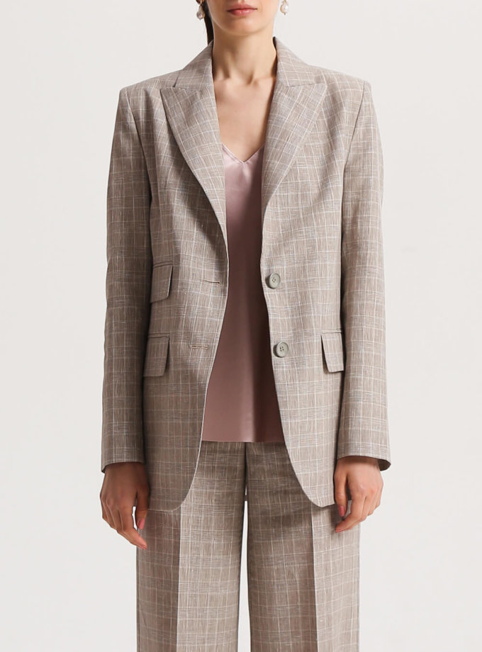 Льняний жакет з трьома кишенями в клітку SHAKO (SHKO_20008002) - фото 9