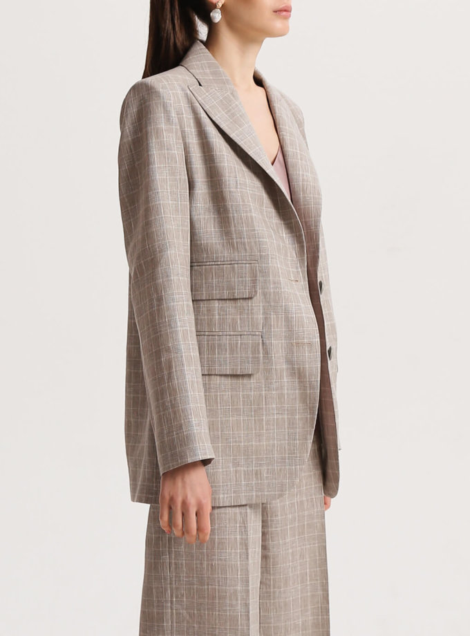 Льняний жакет з трьома кишенями в клітку SHAKO (SHKO_20008002)