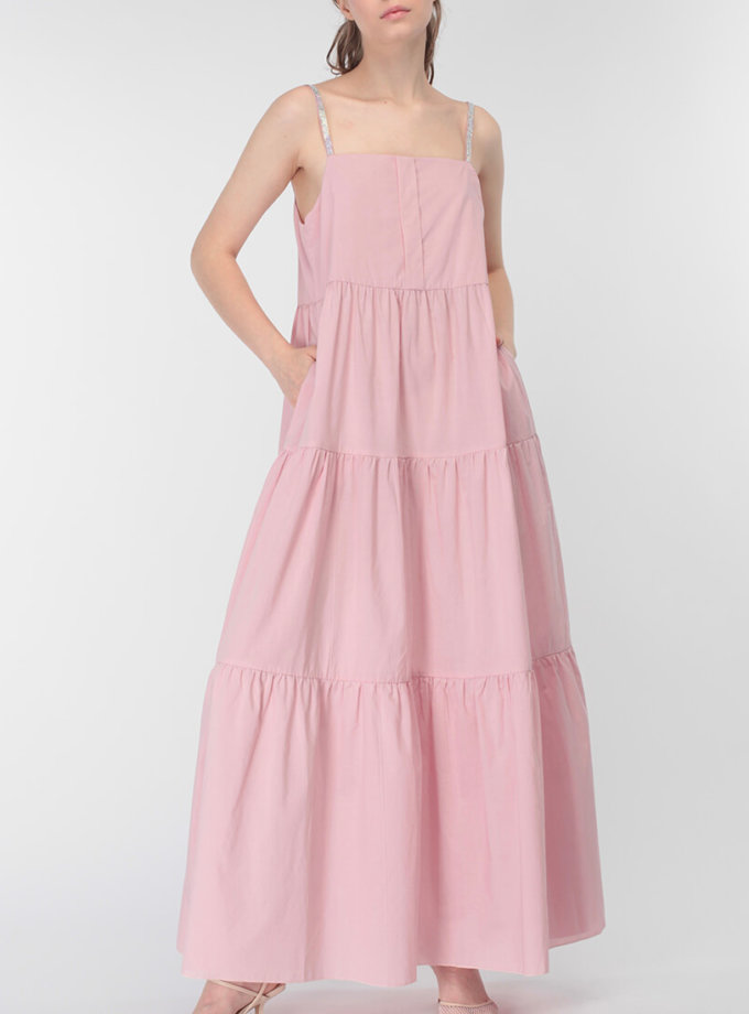 Бавовняний сарафан зі стразами MISS SECRET (DR-031-pink)