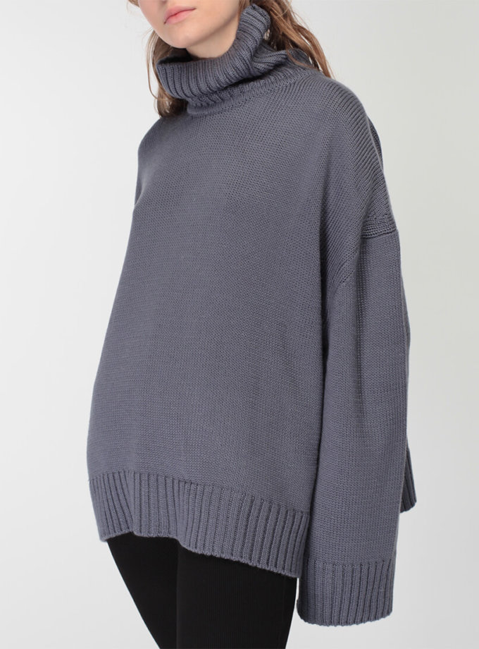 Об'ємний светр під горло з вовни MISS SECRET (MISS_PU-015-blue)