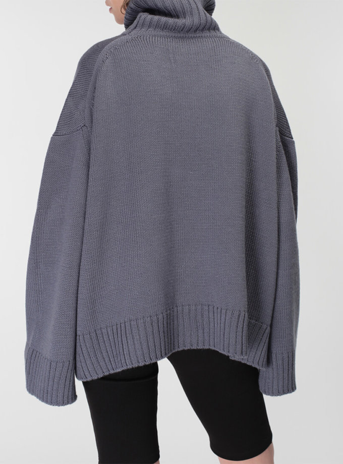 Об'ємний светр під горло з вовни MISS SECRET (MISS_PU-015-blue)
