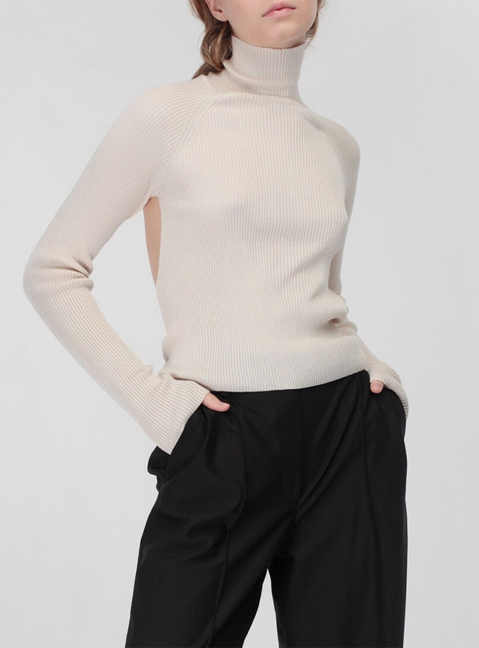 Тонкий джемпер із відкритою спиною MISS SECRET (MISS_PU-016-beige)