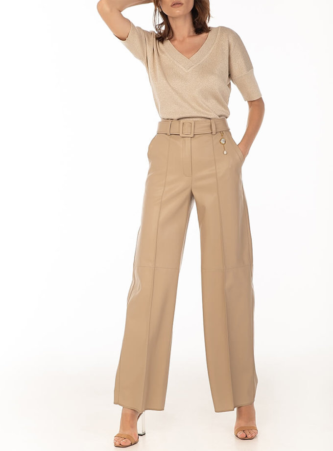 Широкі штани з еко-шкіри Beige WONDER (WNDR_fw2021_wtbez_08) - фото 11