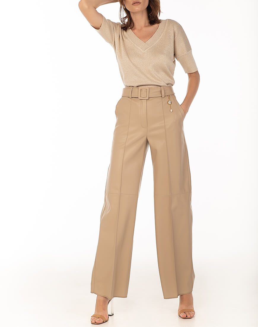 190 Широкі штани з еко-шкіри Beige WONDER (WNDR_fw2021_wtbez_08)