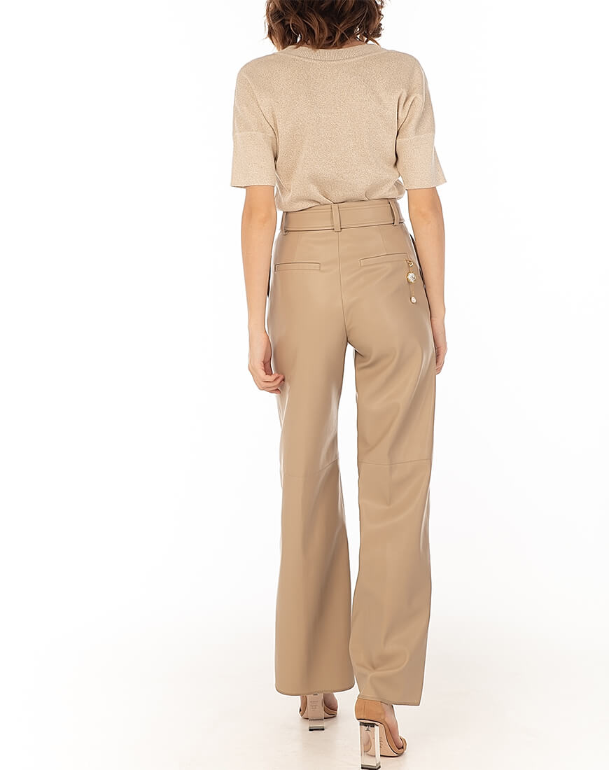 193 Широкі штани з еко-шкіри Beige WONDER (WNDR_fw2021_wtbez_08) - фото 2