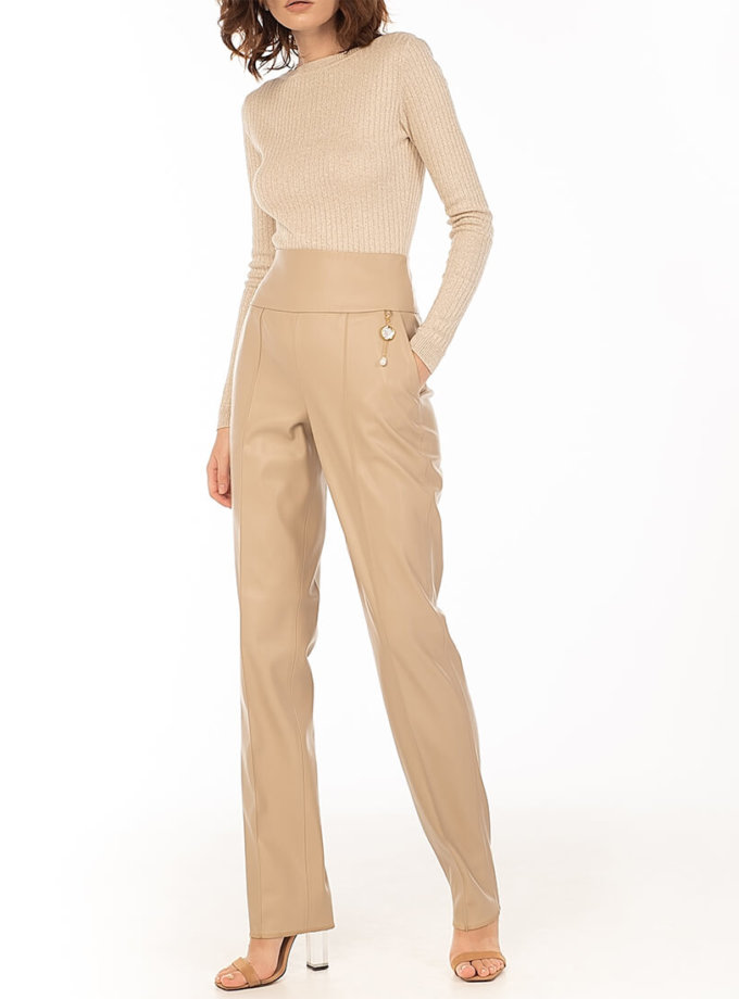 Штани із завищеною талією з еко-шкіри Beige WONDER (WNDR_fw2021_сtbez_09) - фото 13