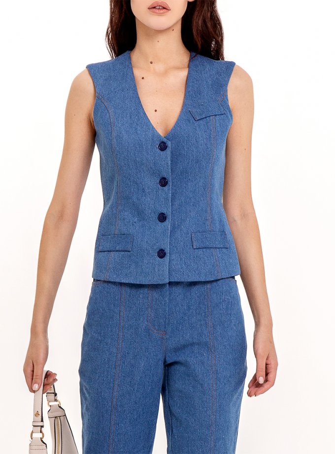 Приталений жилет з деніму XM BY MALINOVSKAYA (XM_Nat_6)