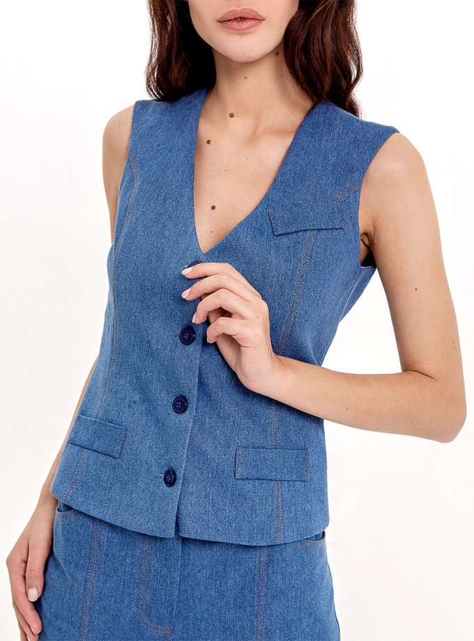 Приталений жилет з деніму XM BY MALINOVSKAYA (XM_Nat_6)