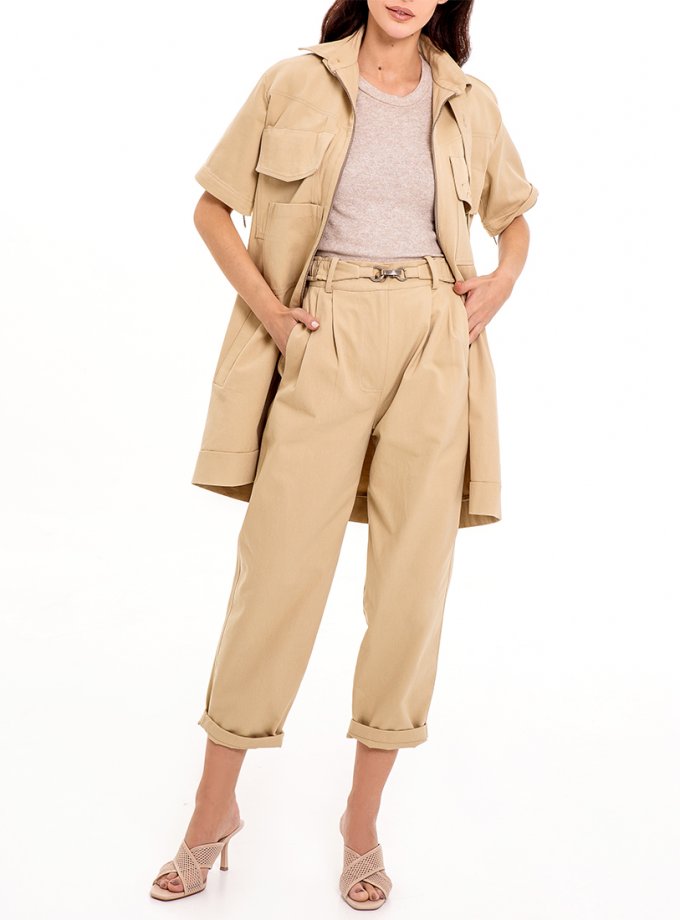 Бавовняні брюки із защипами XM BY MALINOVSKAYA (XM_Nat_14)