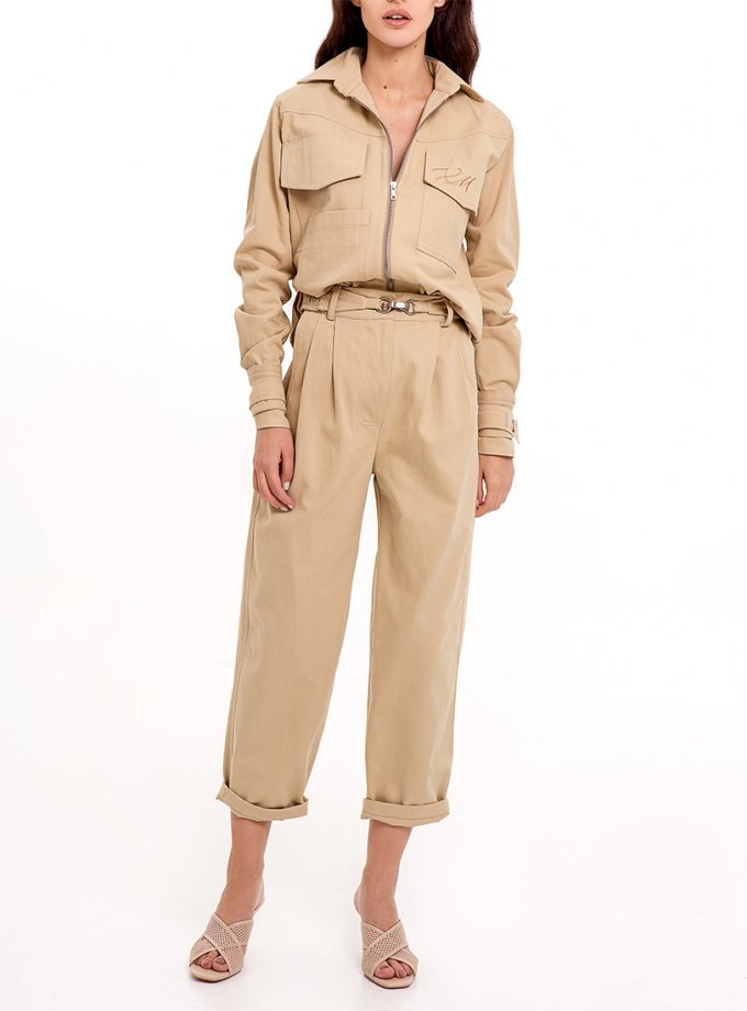 Бавовняні брюки із защипами XM BY MALINOVSKAYA (XM_Nat_14)