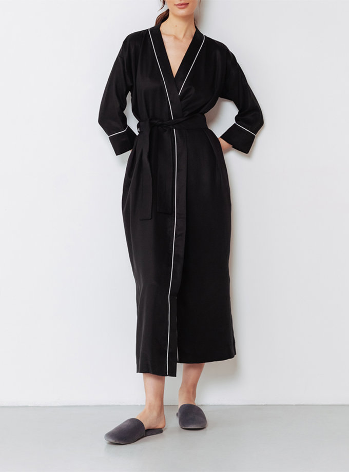 Халат максі з білим кантом BALCONY GARMENT (BLCGR_BLCN_417) - фото 11