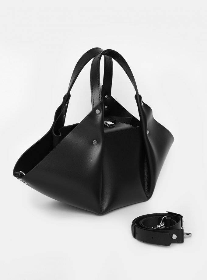 Шопер Hoshi Black з натуральної шкіри VIS (VIS_Hoshi-shopper-002)
