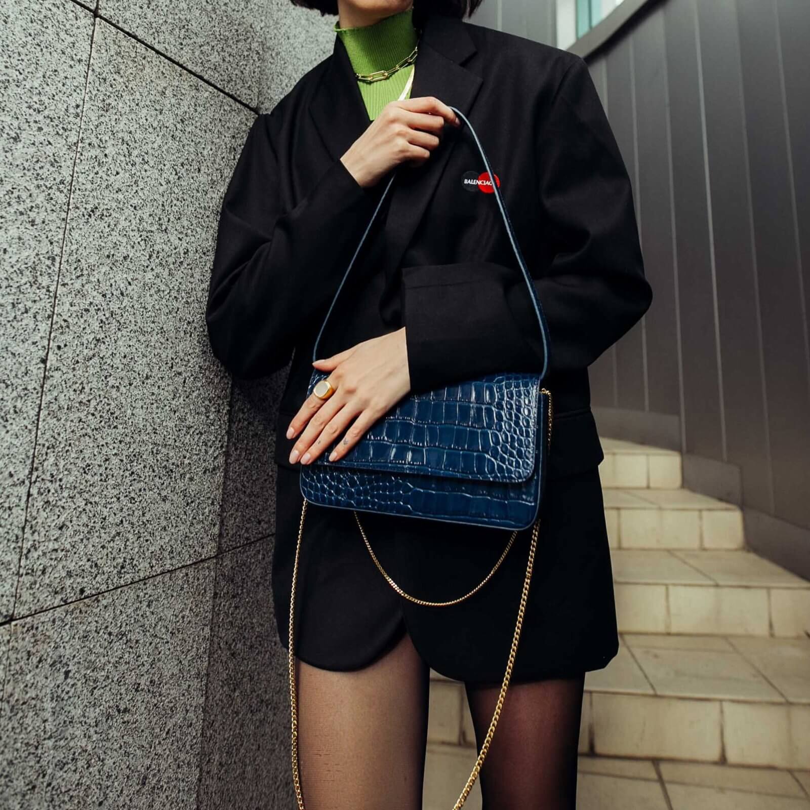 синий-1 Шкіряна сумка з тисненням irAro x Vikele Studio IRARO (IRRO_IR_SS20_LB_croco-blue) - фото 5