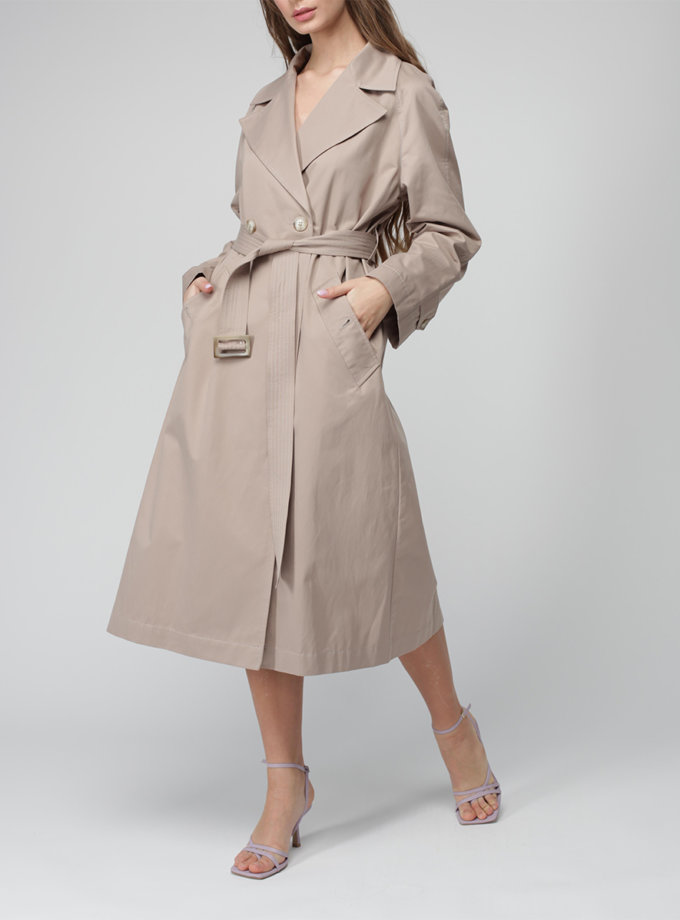 Двобортний тренч із бавовни MISS SECRET (MISS_JA-015-stone)