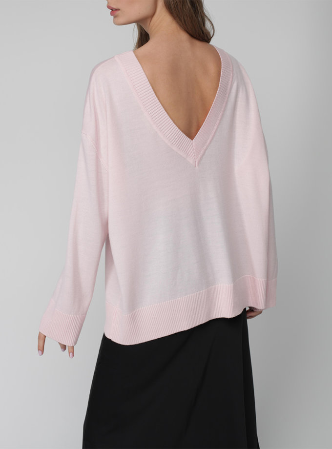 Джемпер oversize з V-вирізом MISS SECRET (MISS_PU-021-pink)
