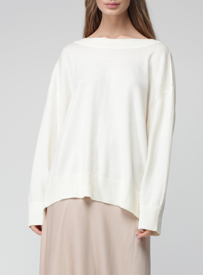 Джемпер oversize з V-подібним вирізом MISS SECRET (MISS_PU-021-white)