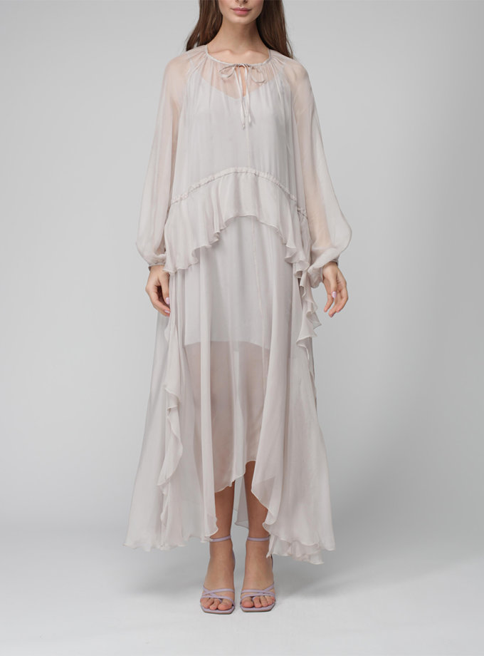 Шифонова сукня Liliya з воланом MISS SECRET (MISS_DR-020-pearl) - фото 17