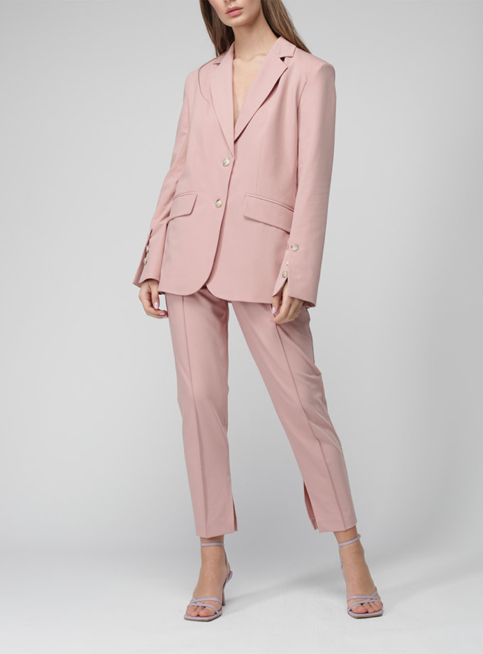 Брюки з бавовни з розрізами MISS SECRET (MISS_TR-013-pink)