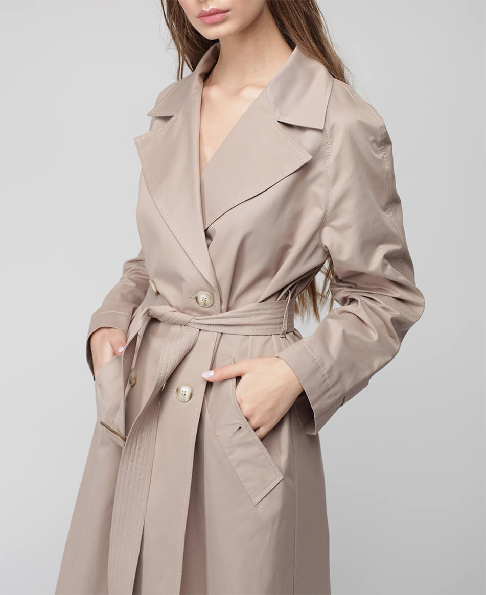 7 Двобортний тренч із бавовни MISS SECRET (MISS_JA-015-stone) - фото 7