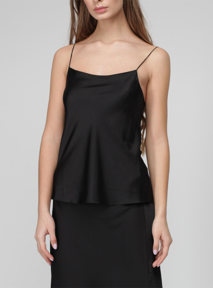 Шовковий топ на тонких бретельках MISS SECRET (MISS_Top-010-black) - фото 9
