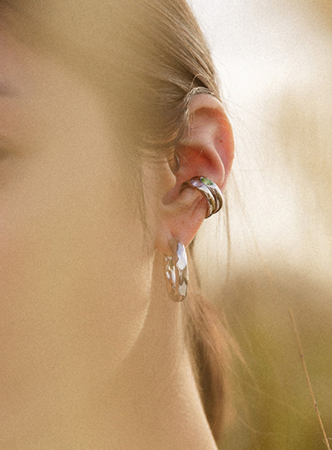 Кафф із срібла Green RIMMART JEWELRY (RAJ_E-008g)