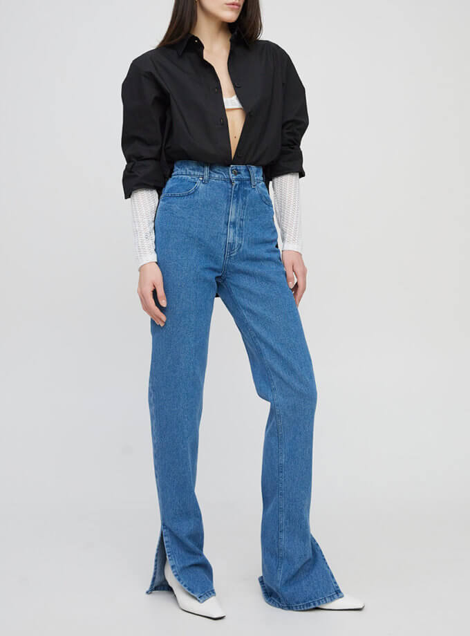 Джинси прямі сині з розрізами MATCH DENIM (WNDM_sp21-jnswr-darkblue)