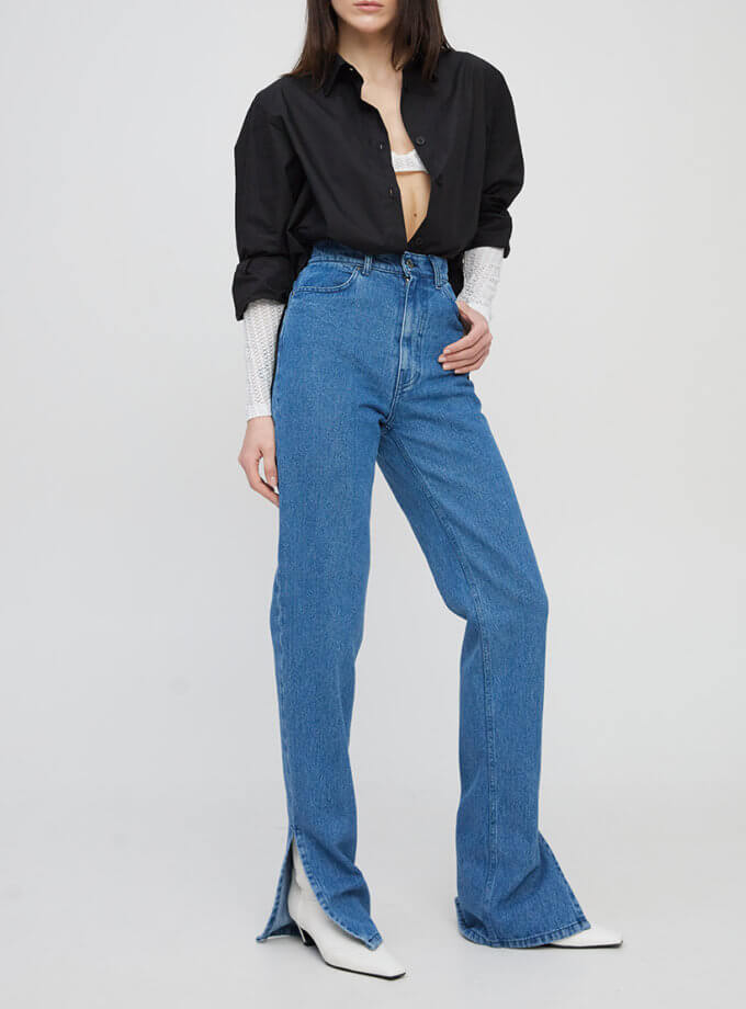 Джинси прямі сині з розрізами MATCH DENIM (WNDM_sp21-jnswr-darkblue)