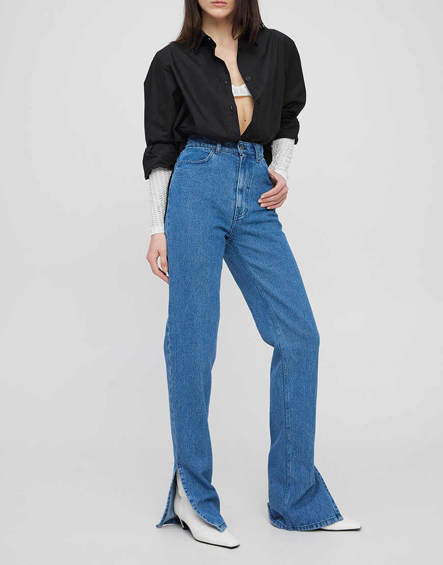 IMG_7758 Джинси прямі сині з розрізами MATCH DENIM (WNDM_sp21-jnswr-darkblue) - фото 2