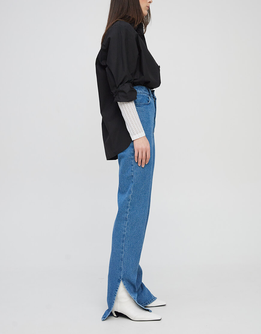 IMG_7761 Джинси прямі сині з розрізами MATCH DENIM (WNDM_sp21-jnswr-darkblue) - фото 3