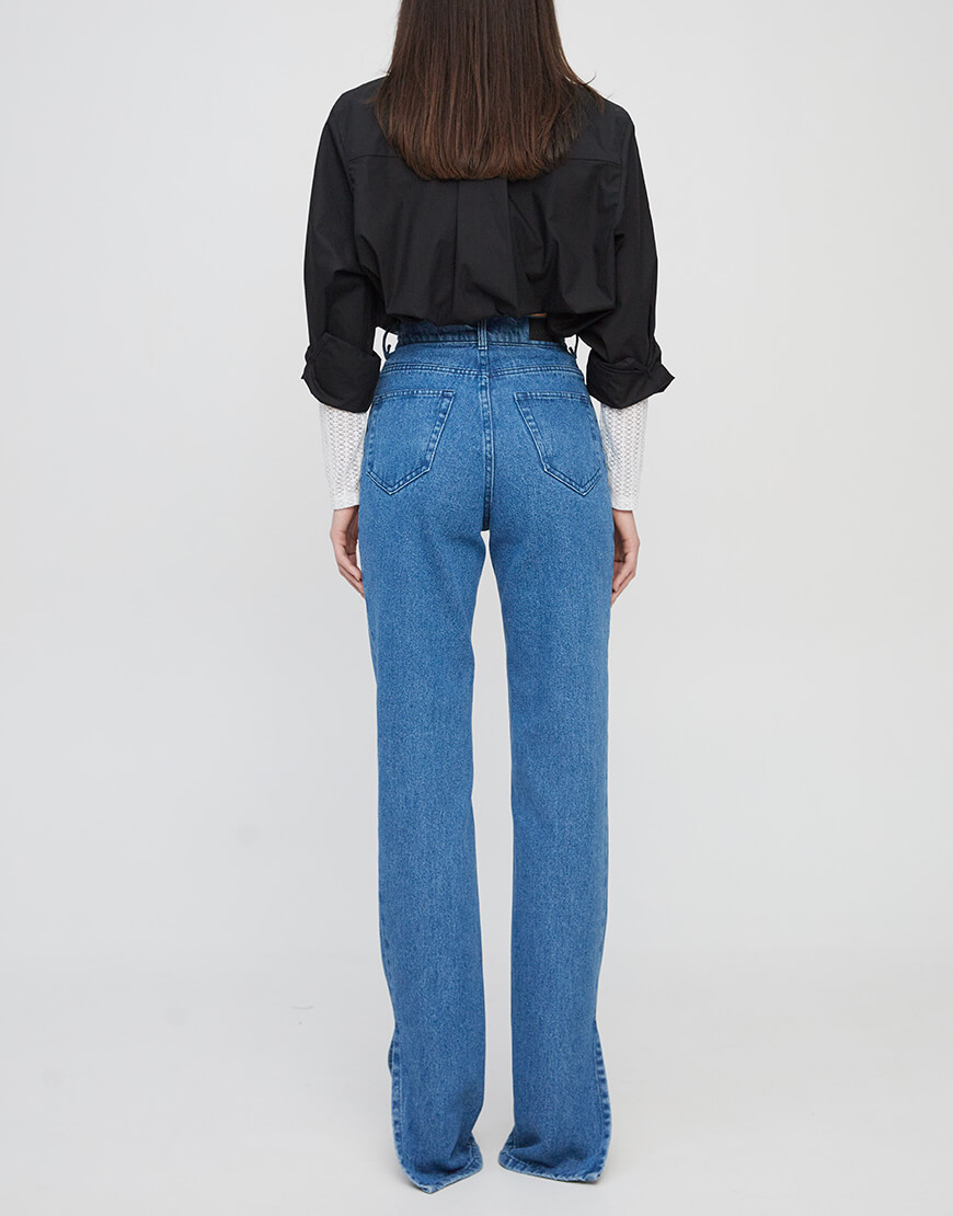 IMG_7765 Джинси прямі сині з розрізами MATCH DENIM (WNDM_sp21-jnswr-darkblue) - фото 4