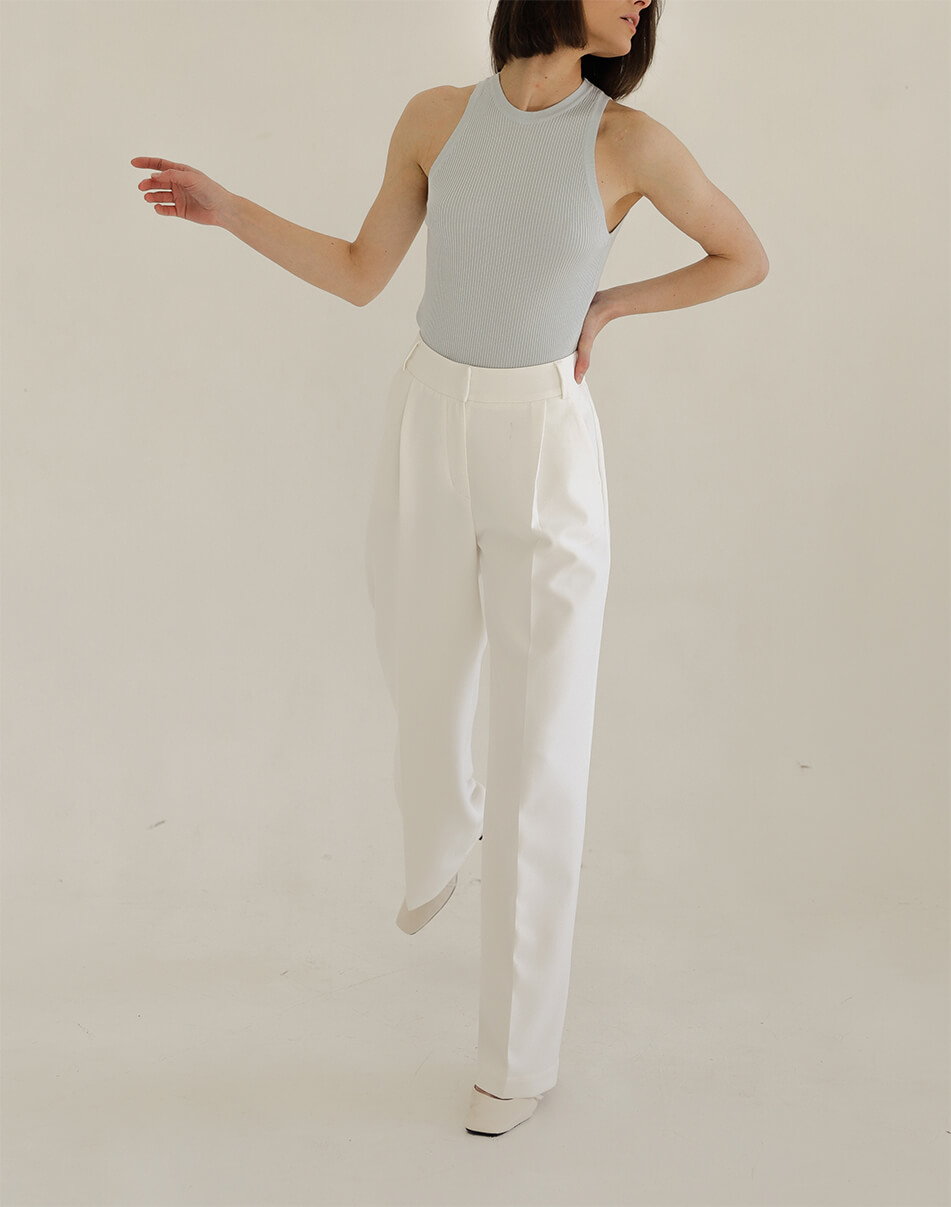 12 (2) Прямі штани з високою посадкою FIORE BIANCO (FRBC_Fbtrous_milk) - фото 3