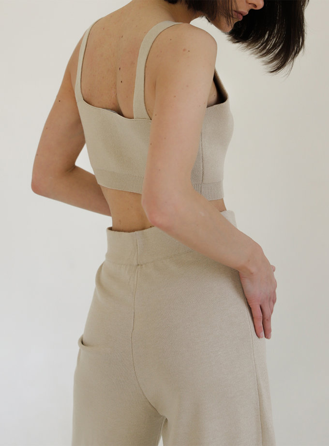 Вкорочений топ із трикотажу FIORE BIANCO (FRBC_FBKtop-fl-beage)