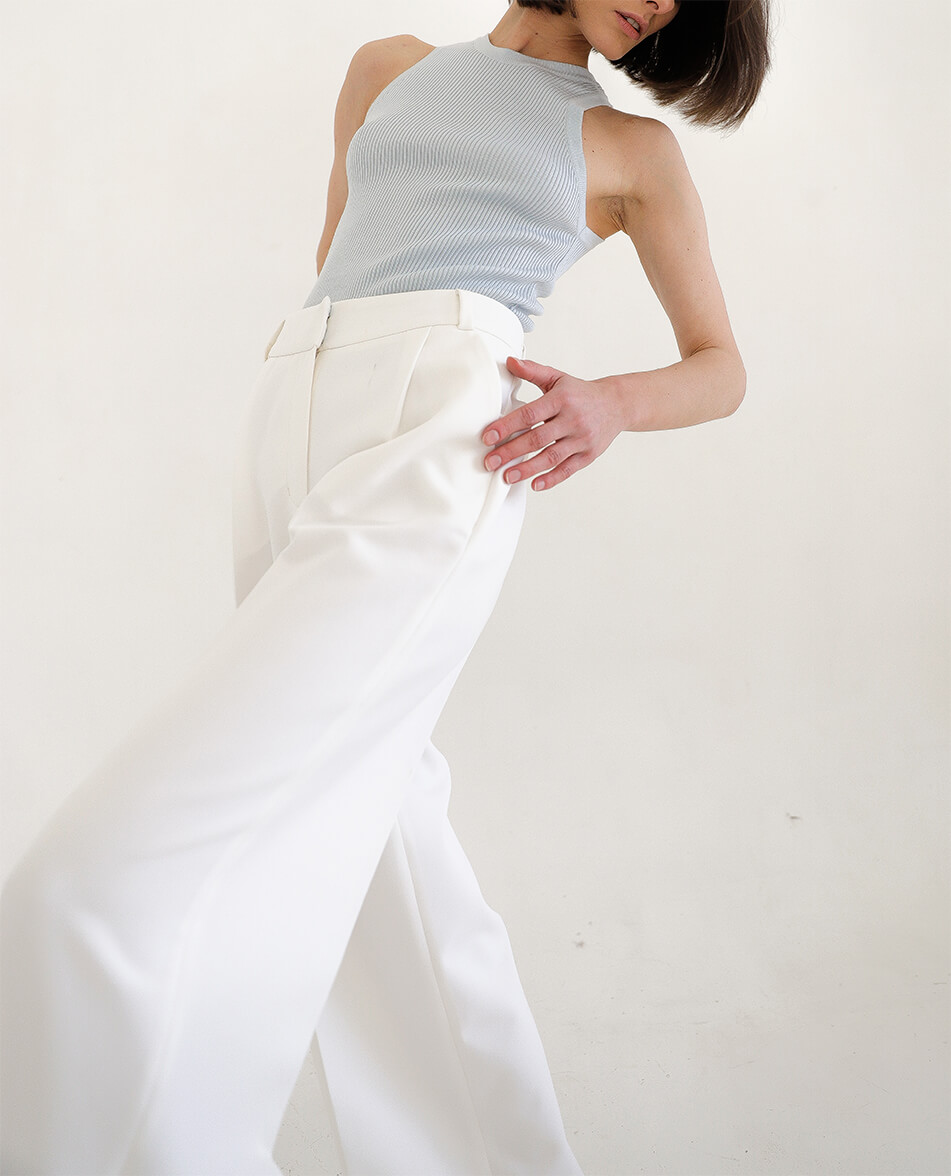 41 Прямі штани з високою посадкою FIORE BIANCO (FRBC_Fbtrous_milk) - фото 4