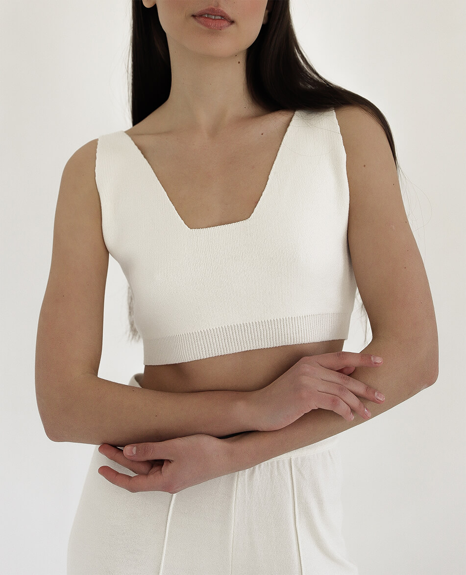 6 Вкорочений топ із трикотажу FIORE BIANCO (FRBC_FBKtop-fl-milk) - фото 7