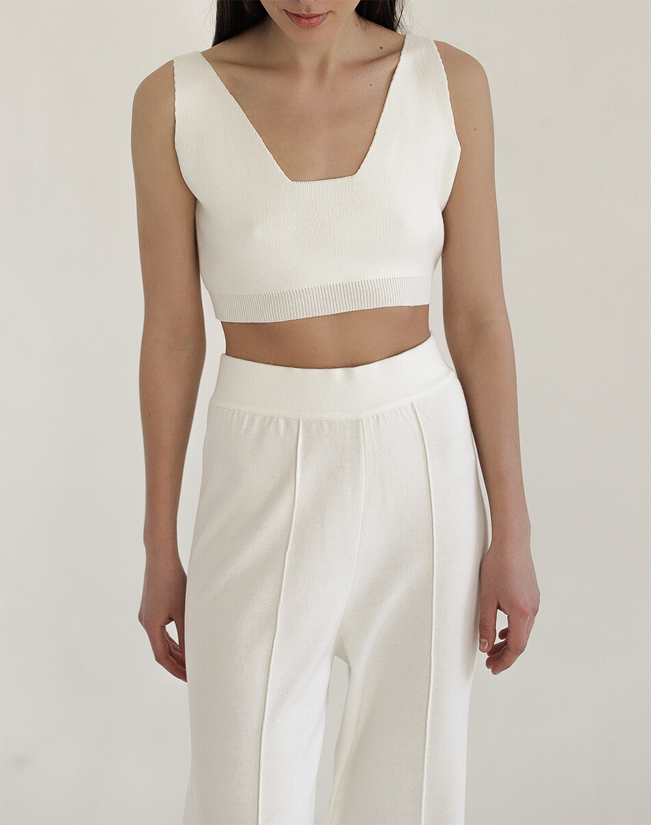 8 Вкорочений топ із трикотажу FIORE BIANCO (FRBC_FBKtop-fl-milk) - фото 5